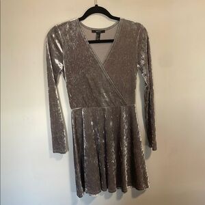 Forever 21 Silver Velvet Wrap Dress